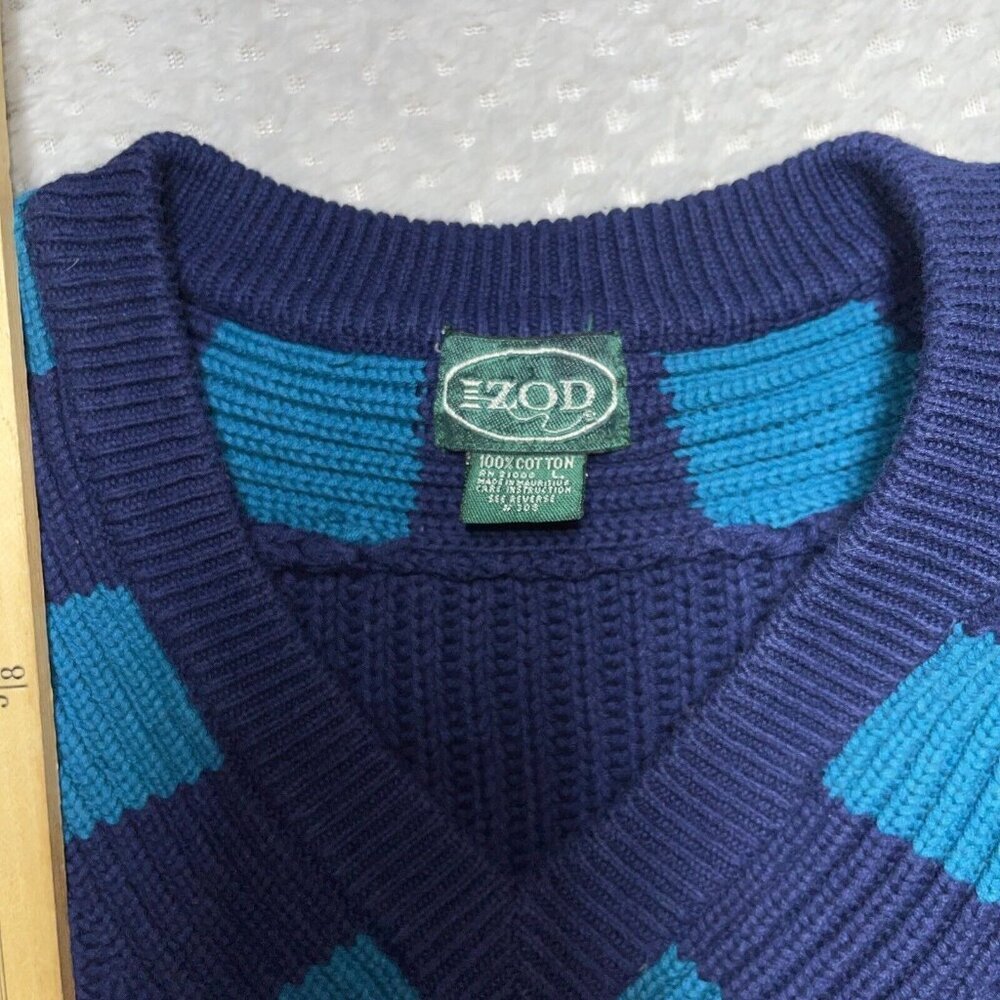 Vintage IZOD Sweater Mens Large Chunky Knit Tennis Cotton 90s V Neck 3D Textured - Picture 6 of 8